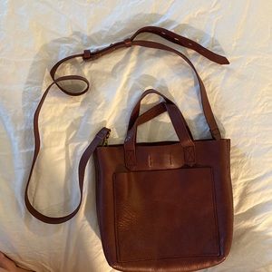 Red/brown leather small transport crossbody Madewell crossbody bag